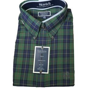 Club Room Men's Regular-Fit Plaid dress shirt Navy/green 18 36/37 $60